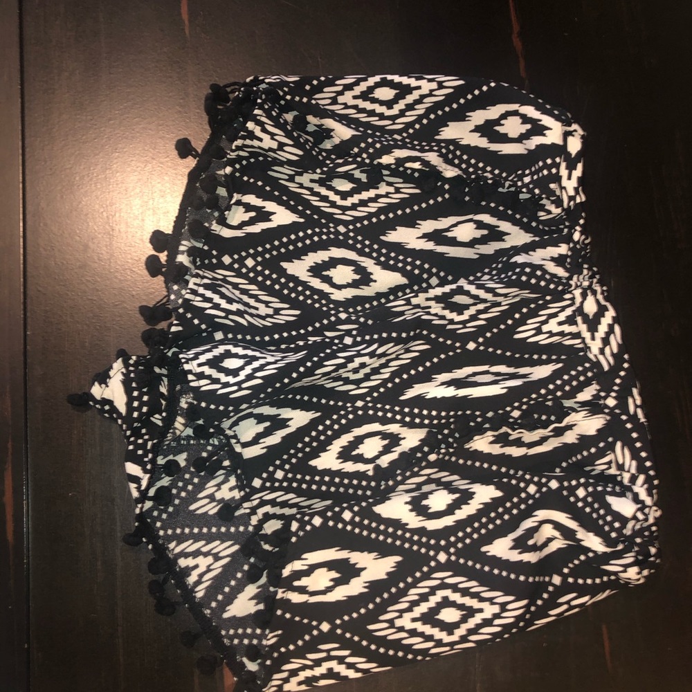 Black and White Shorts with Bead Detailing